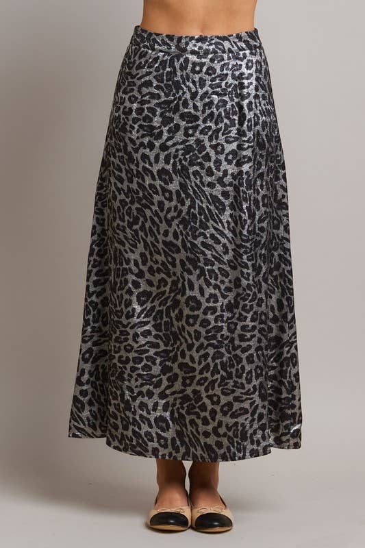 Able - Rhinestone Leopard Satin Skirt