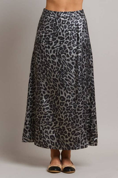 Able - Rhinestone Leopard Satin Skirt