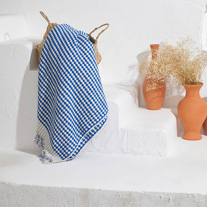 Kikoya - Pompom Bubble Turkish Cotton Bath Towel: Blue