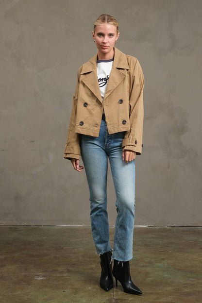 RAISONNEL - Short Double-Breasted Trench Jacket