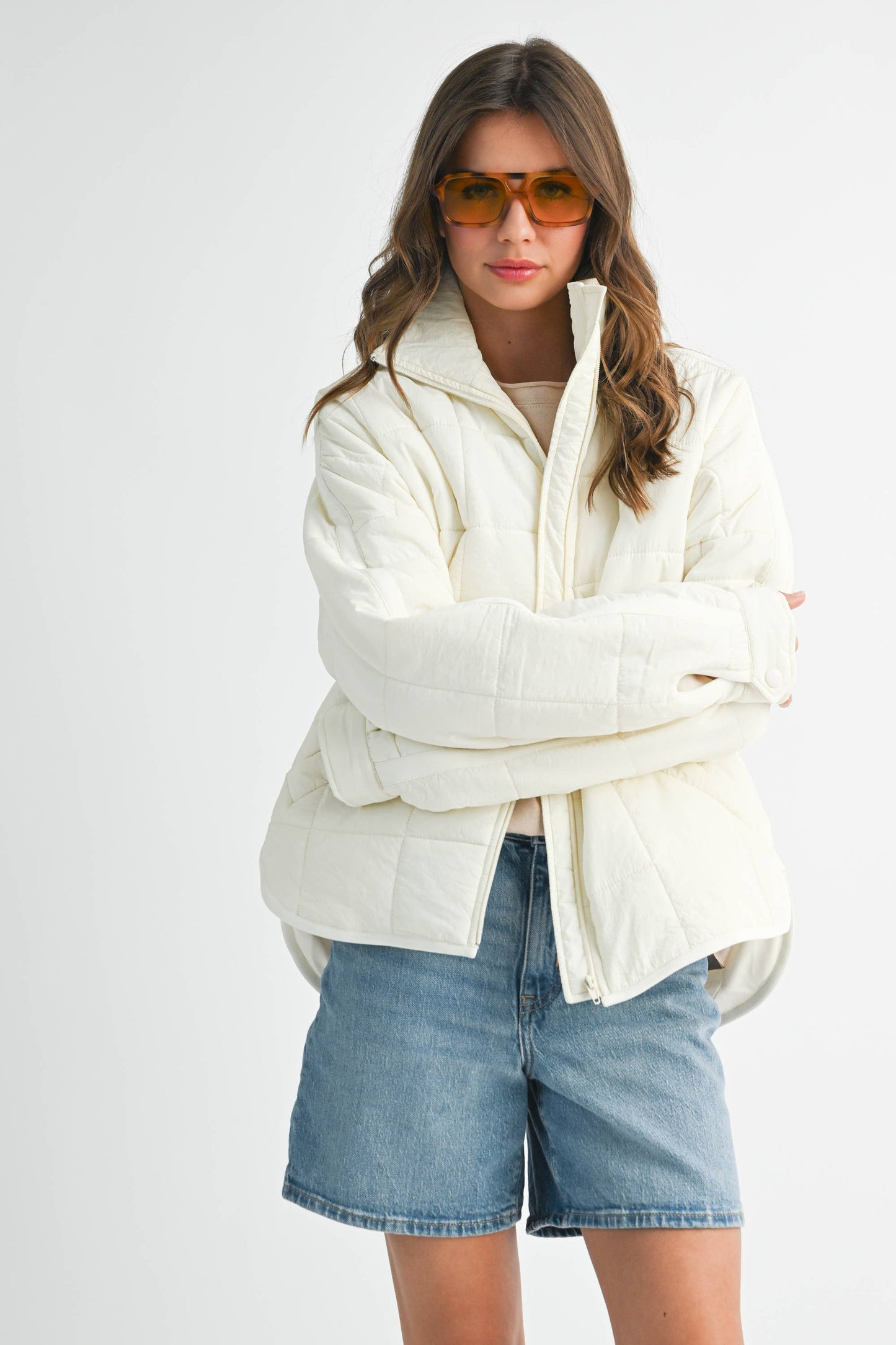 Bebe Puffer Jacket: White