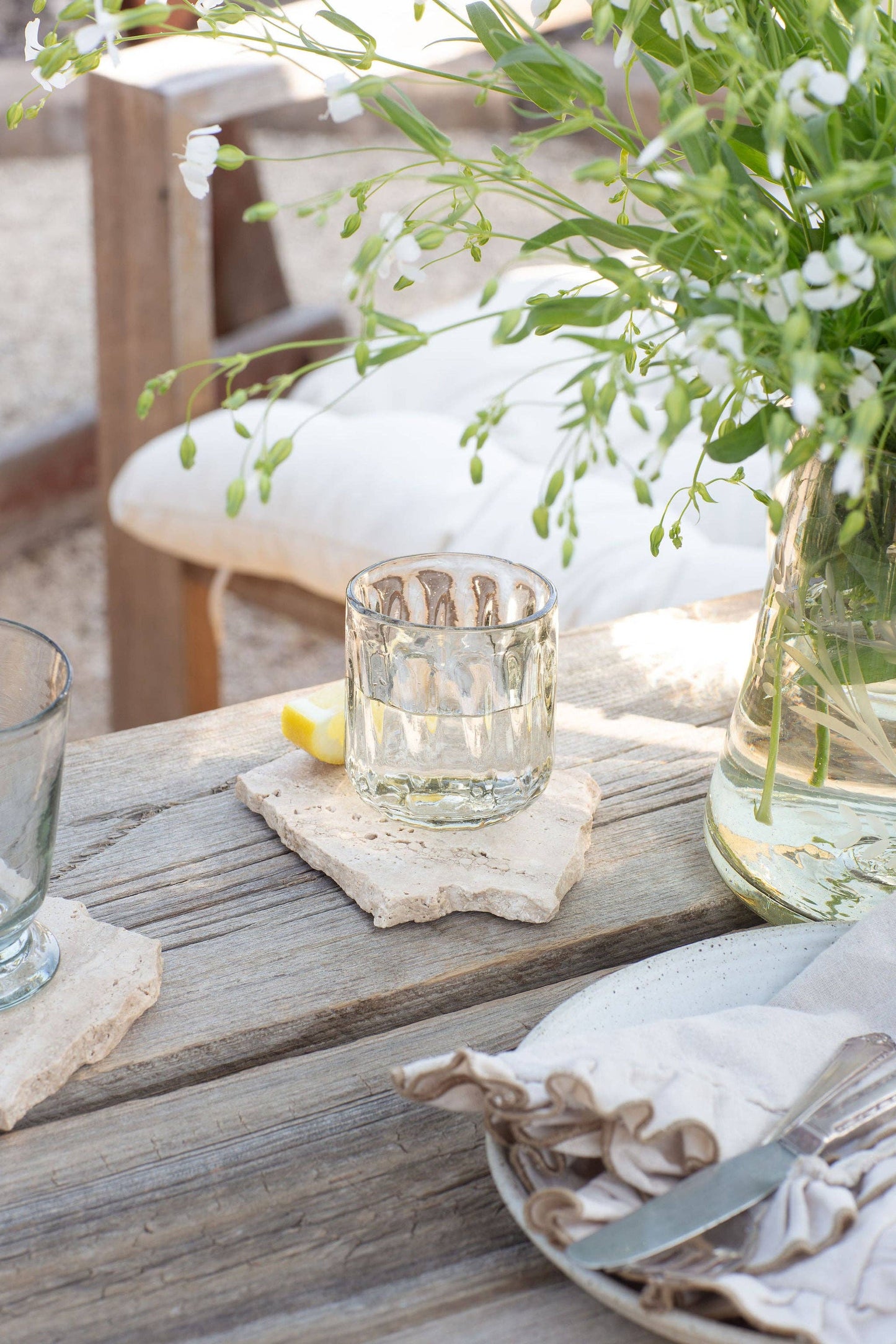 Villa Lua Home - Handblown Fluted Tumbler: Small, Flat Bottom