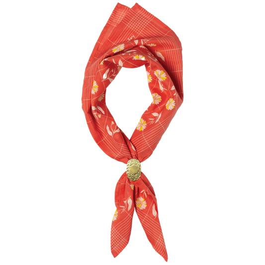Jenni Earle - Luxury Cotton Voile Bandana –“Hope Dies Last” mantra - poppy