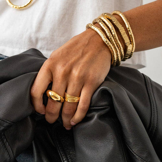 INK + ALLOY - Lucille Round Bead Stretch Bracelet Brass Wholesale