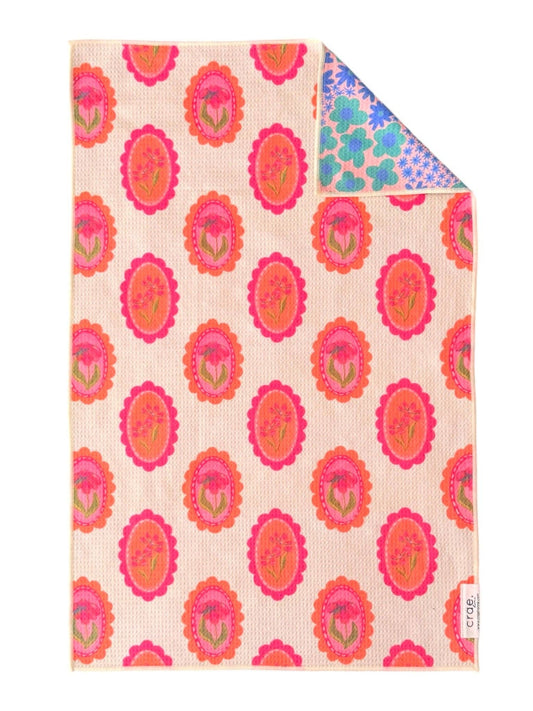 Crae.Home - Marilyn: Reversible Hand Towel: Cream/Purple, 19x29, Hand Towel