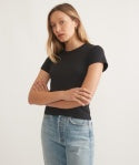 Marine Layer-LEXI RIB SUN-IN CREW TEE/Faded Black