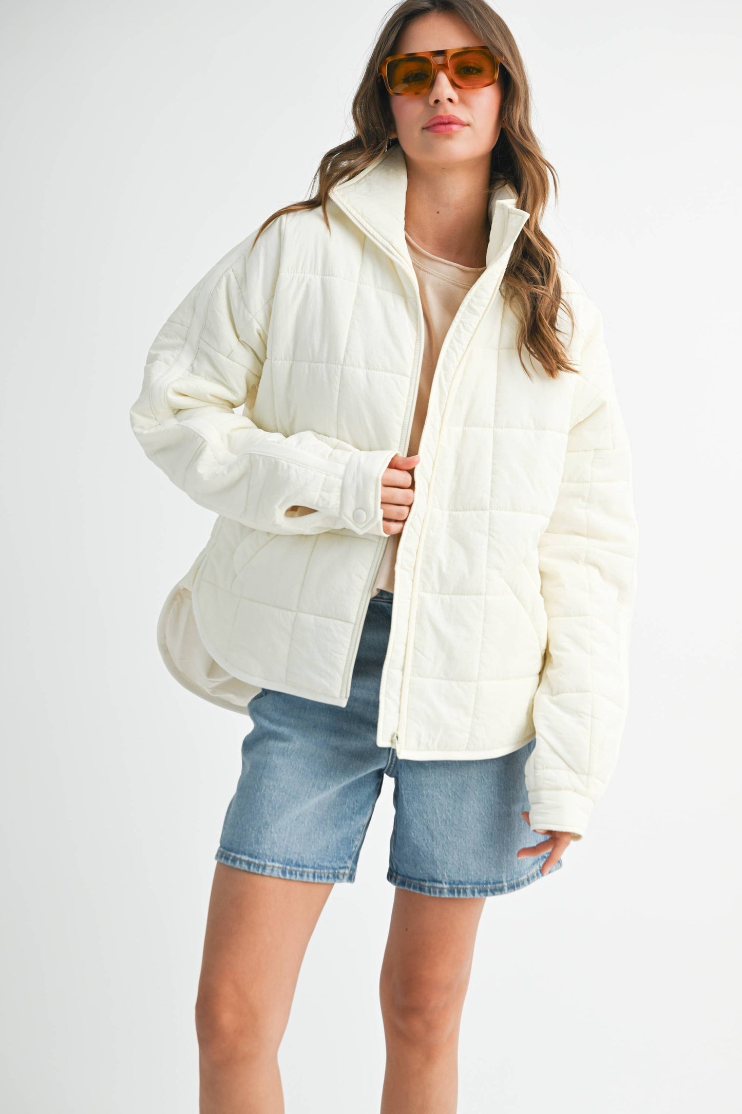 Bebe Puffer Jacket: White