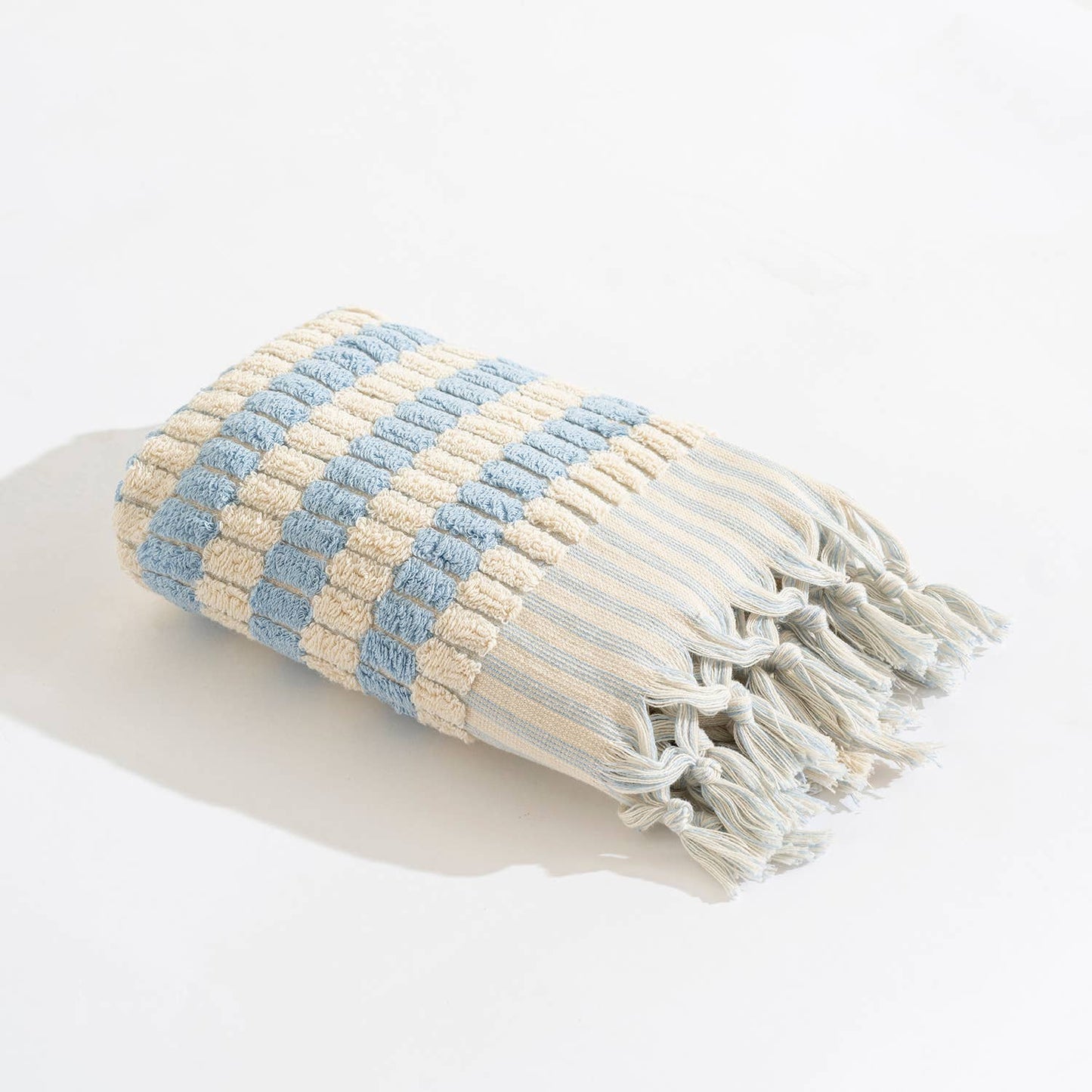 Kikoya - Pompom Lokum Turkish Cotton Hand Towel: Baby Blue