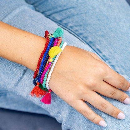 INK + ALLOY - Patsy Solid Crystal Stretch Bracelet With Tassel Royal Blue Wholesale