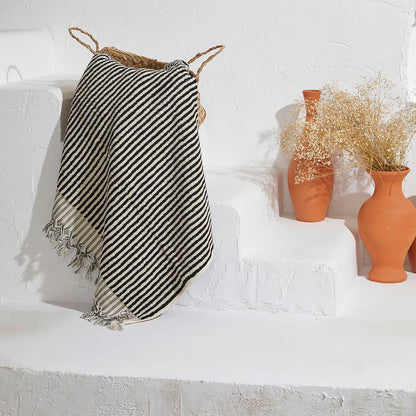 Kikoya - Stripe Turkish Cotton Bath Towel: Black