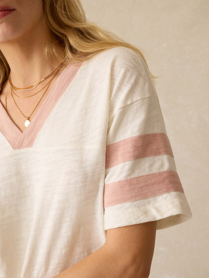 Faherty Sunwashed Varsity Tee-Varsity Pink