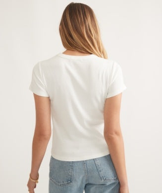 Marine Layer-Lexi Rib Sun-In Crew Tee/Antique White