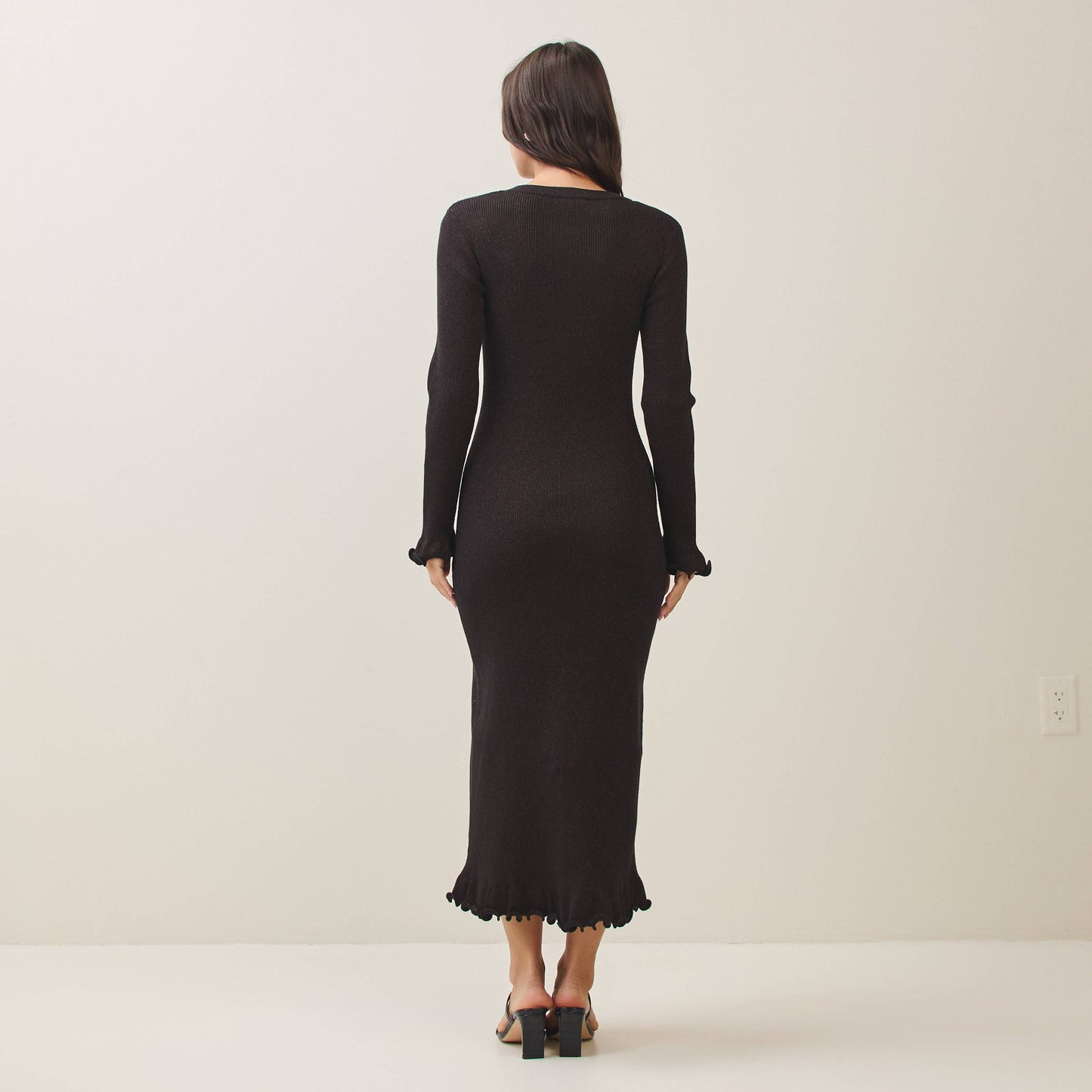 Able -Metallic lettuce edge knit dress
