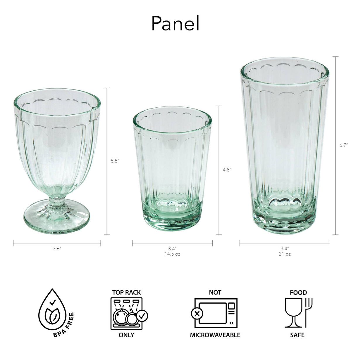 Abode Homewares by TarHong - Panel Bottle Green Shatterproof Plastic Drinkware Collection: Jumbo