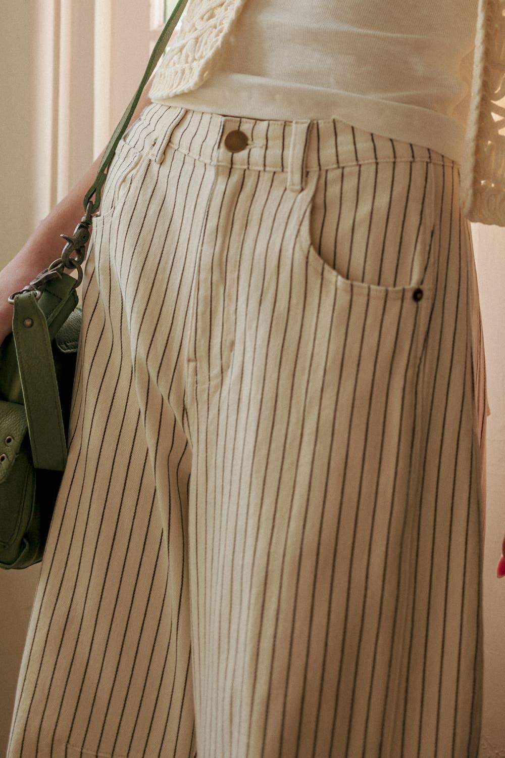 Miou Muse - Pinstriped Pattern Barrel Pants