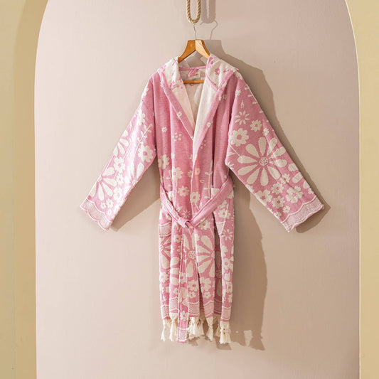 Kikoya - Bathrobe Turkish Cotton Light Weight Quick dry Resort Robe: Fuchsia, L-XL