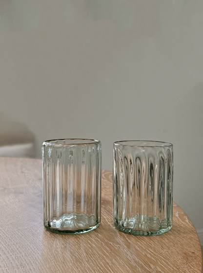 Villa Lua Home - Handblown Fluted Tumbler: Small, Flat Bottom
