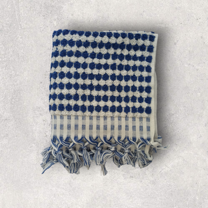 Kikoya - Pompom Turkish Cotton Hand Towel: Blue