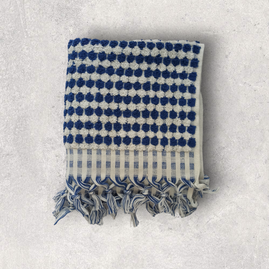 Kikoya - Pompom Turkish Cotton Hand Towel: Blue