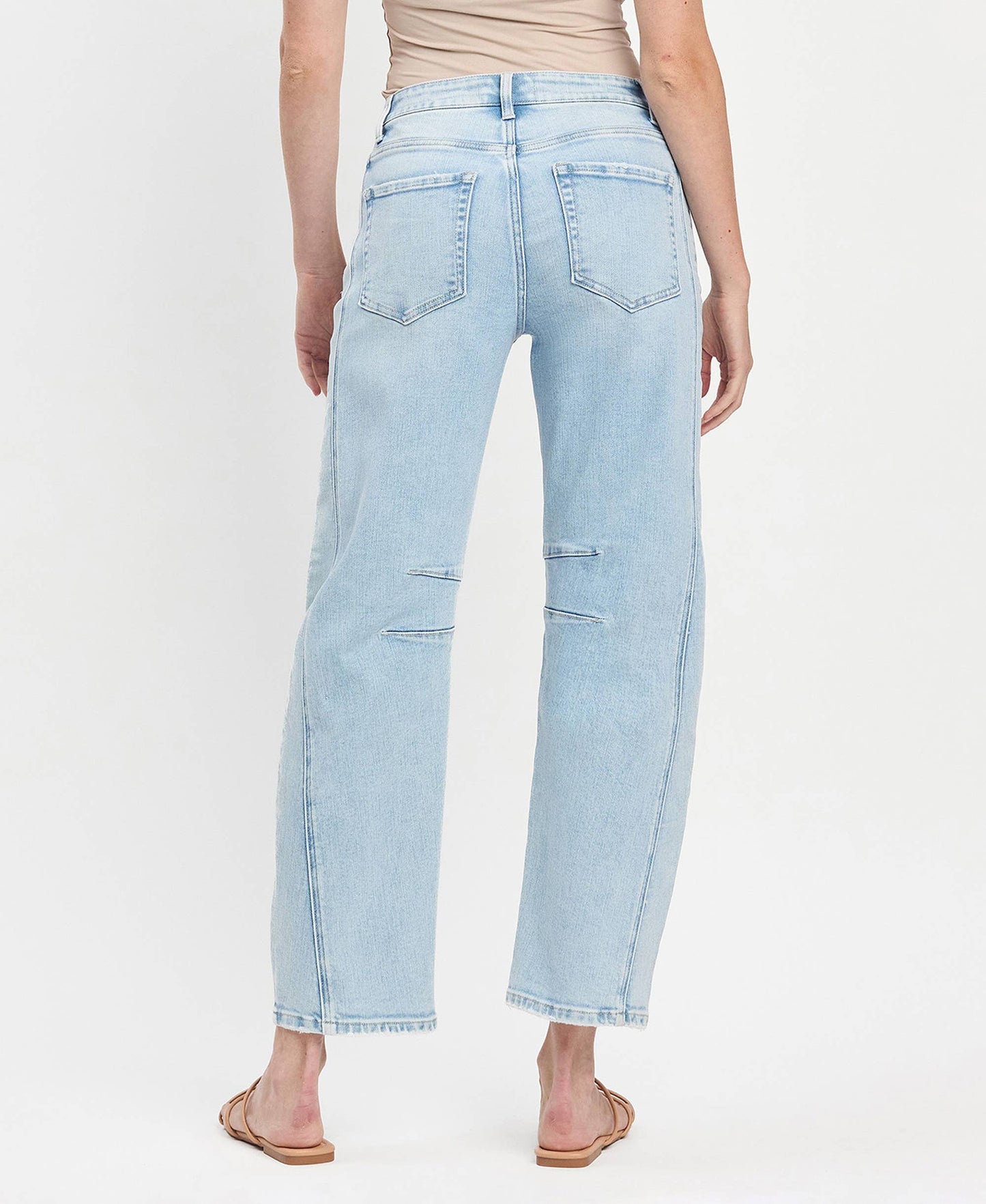 High Rise Light Wash Barrel Leg Jeans - Northern Lights