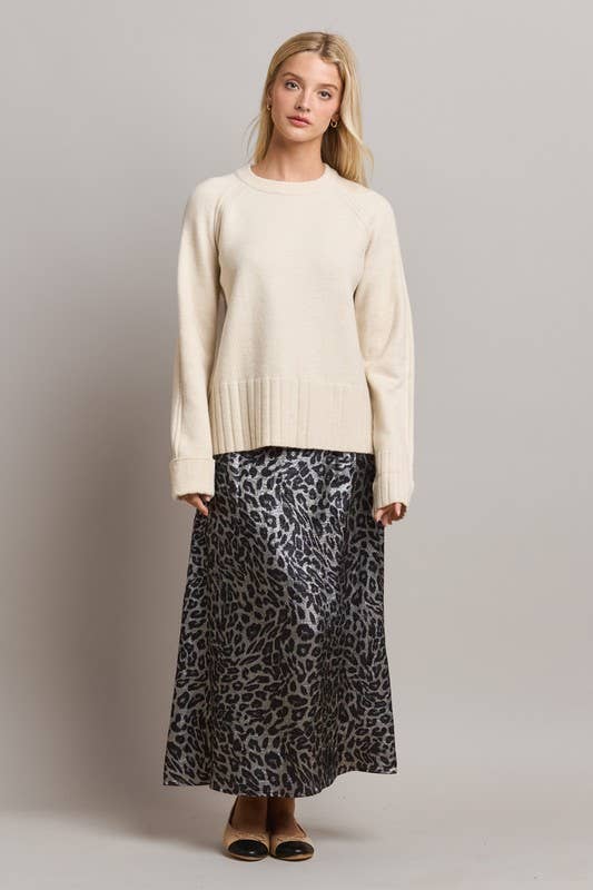 Able - Rhinestone Leopard Satin Skirt