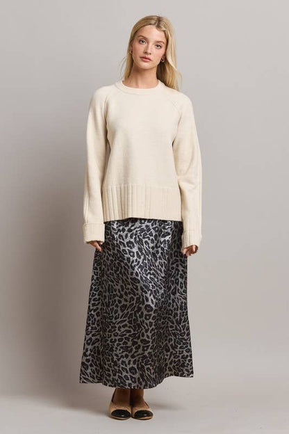 Able - Rhinestone Leopard Satin Skirt