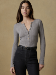 Faherty-Paradise Pointelle Henley - Medium Grey Heather