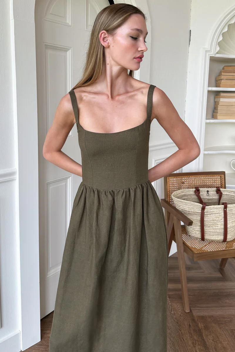 Emerson Fry Jour Maxi Dress Martini Olive