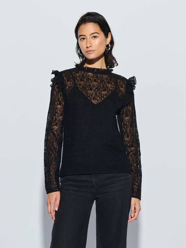 Nation Cara Lace Top Jet Black