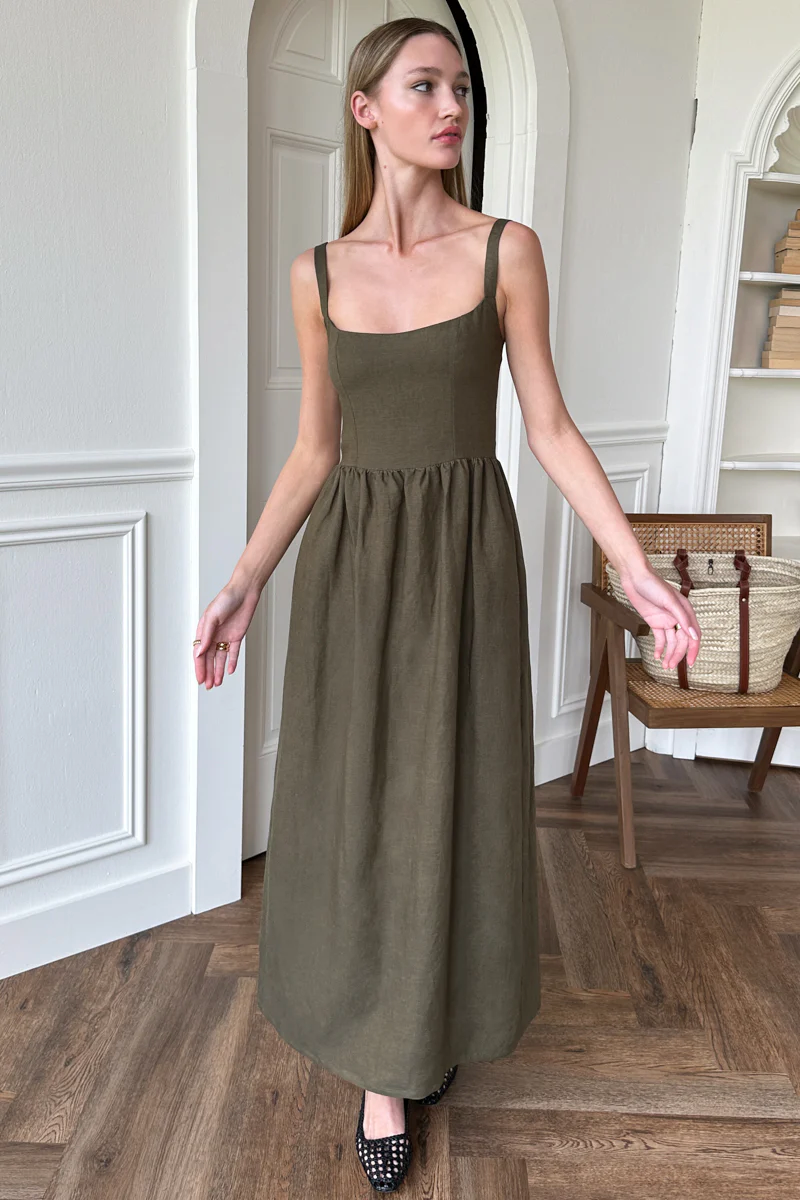 Emerson Fry Jour Maxi Dress Martini Olive
