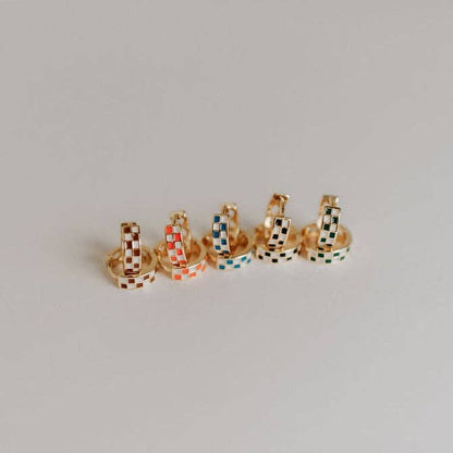 Mauve Jewelry Co. - Brown & White Checkered Hoops