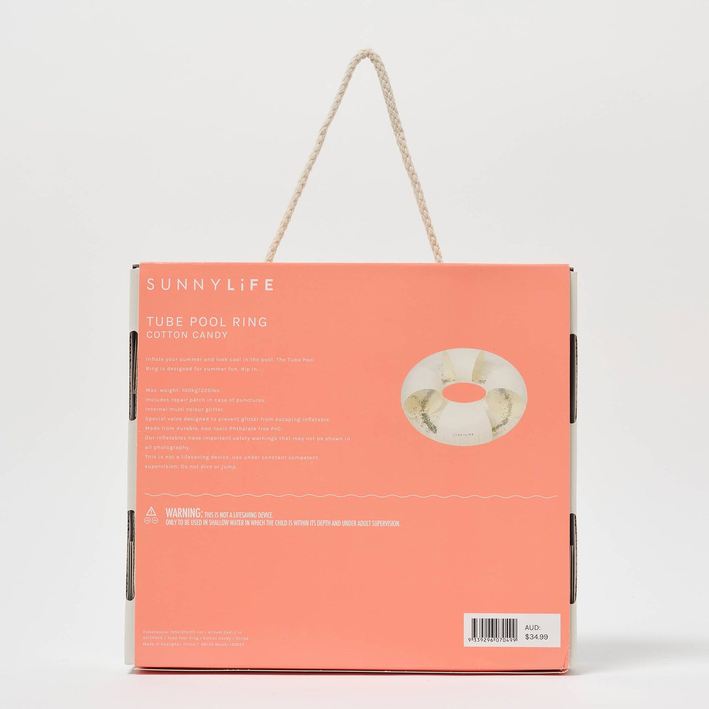 Sunnylife - Tube Pool Ring Cotton Candy Stripe
