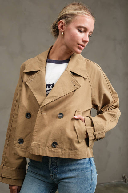 RAISONNEL - Short Double-Breasted Trench Jacket
