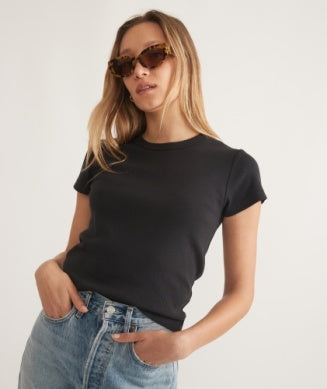 Marine Layer-LEXI RIB SUN-IN CREW TEE/Faded Black