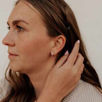 Mauve Jewelry Co. - Brown & White Checkered Hoops