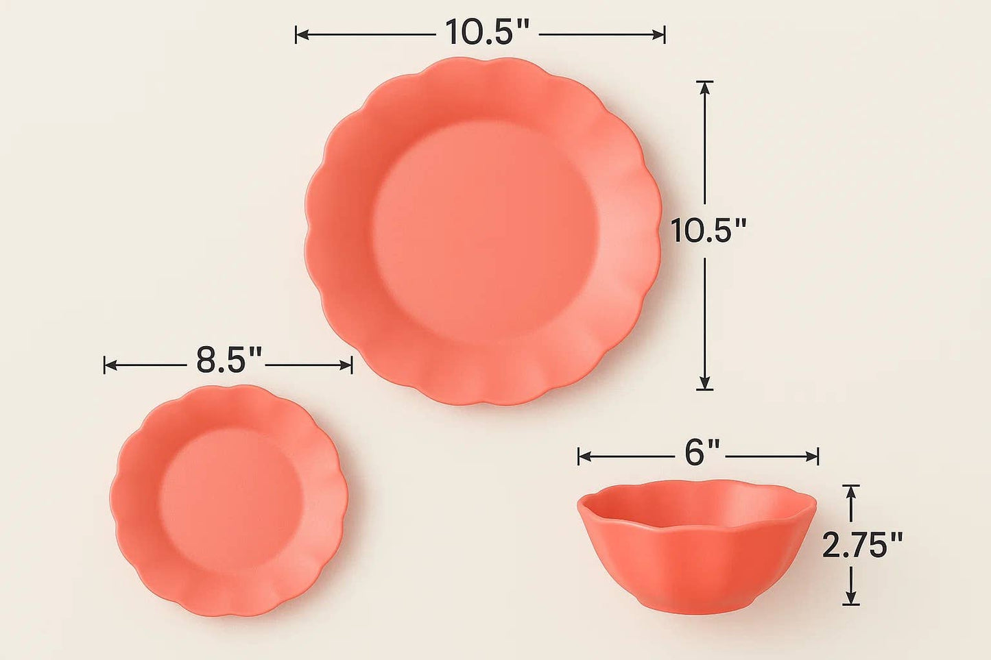Abode Homewares by TarHong - Scallop Petal PP Pink 12 PC Dinnerware Set Dishwasher Safe