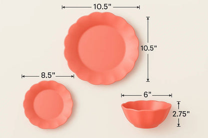 Abode Homewares by TarHong - Scallop Petal PP Pink 12 PC Dinnerware Set Dishwasher Safe