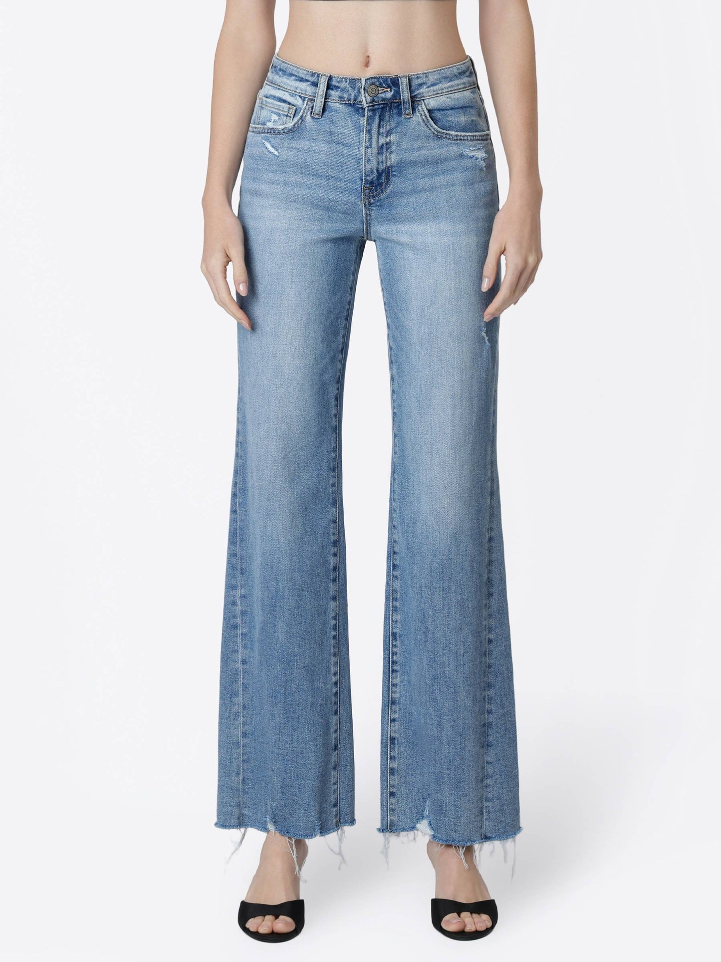 FLYING MONKEY - HIGH RISE SLANT SIDE SEAM VINTAGE FLARE JEANS
