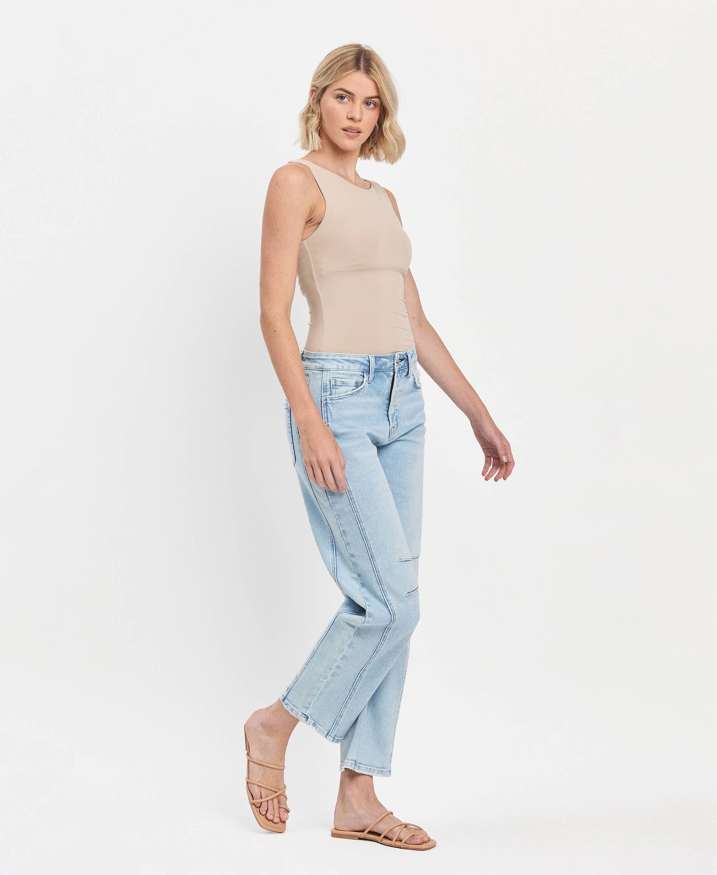 High Rise Light Wash Barrel Leg Jeans - Northern Lights