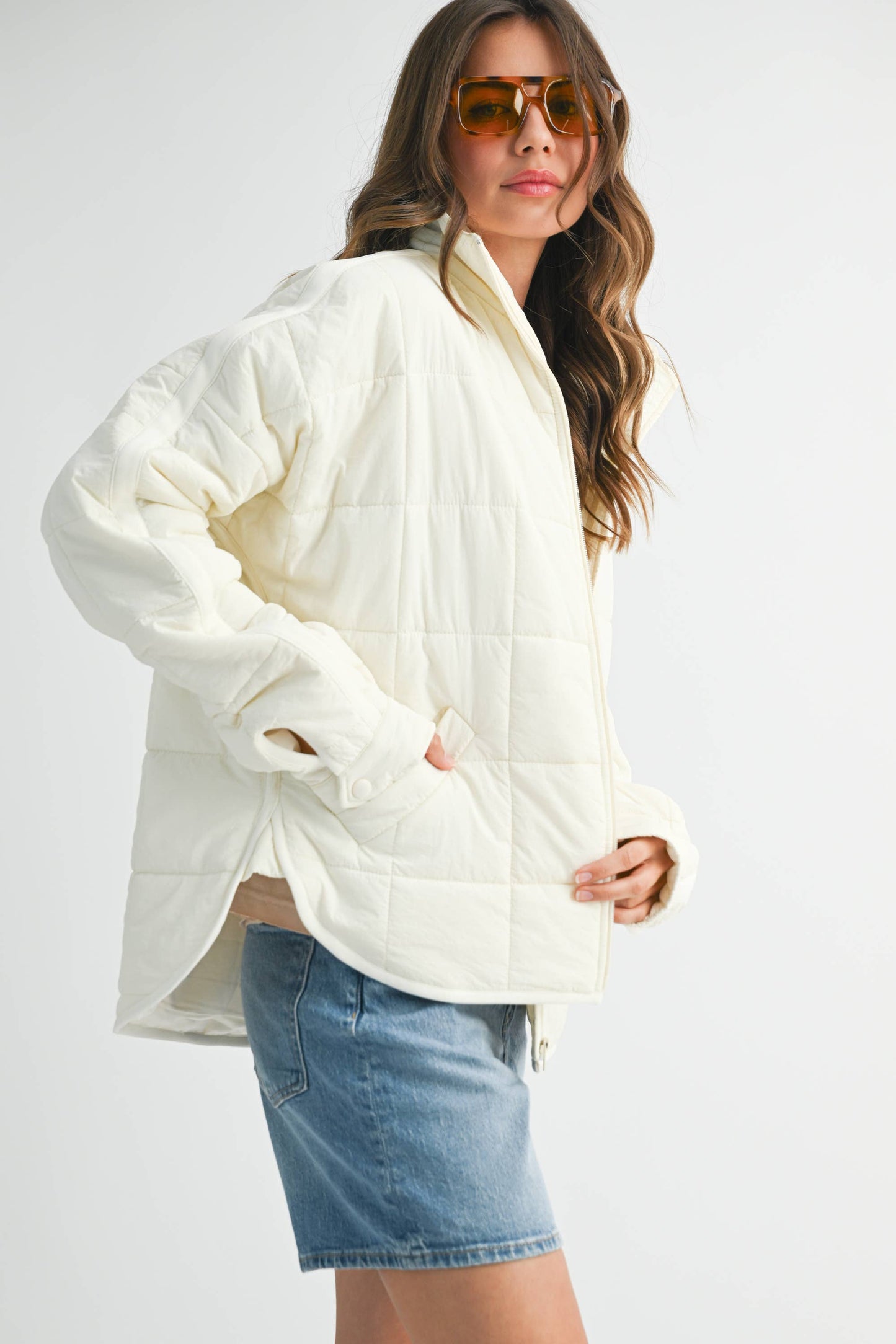 Bebe Puffer Jacket: White
