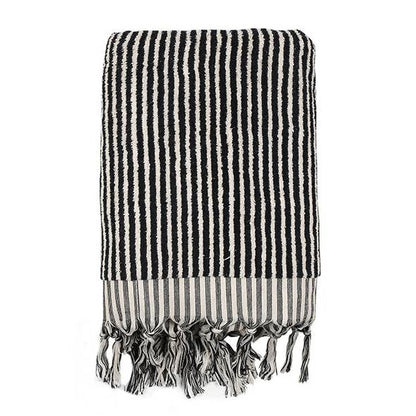 Kikoya - Stripe Turkish Cotton Bath Towel: Black