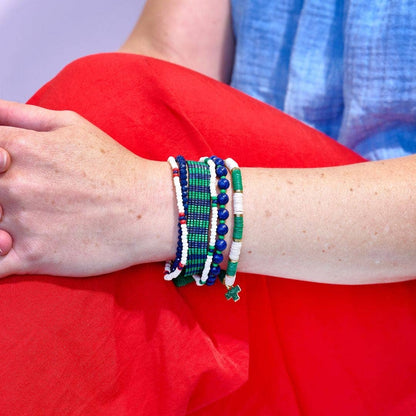 INK + ALLOY - Mixed Bracelet Stack of 6 Navy and Kelly Green