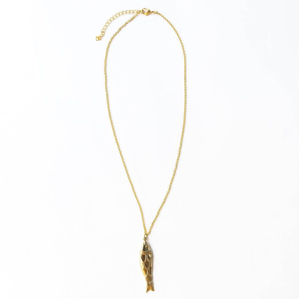 INK + ALLOY - Sally Fish Dimensional Necklace Brass