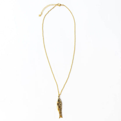INK + ALLOY - Sally Fish Dimensional Necklace Brass
