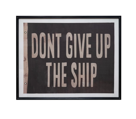 "Don't Give Up" Wood Framed Glass Wall Decor with Vintage Reproduction Flag Black
