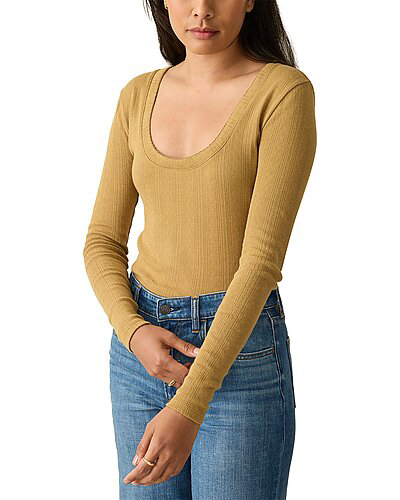 Faherty Pacific Pointelle Scoop Neck-Antique Bronze