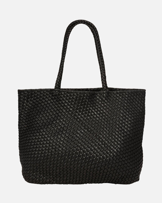 Amsterdam Heritage Woven Leather Tote Bag: Black, Brown & Camel