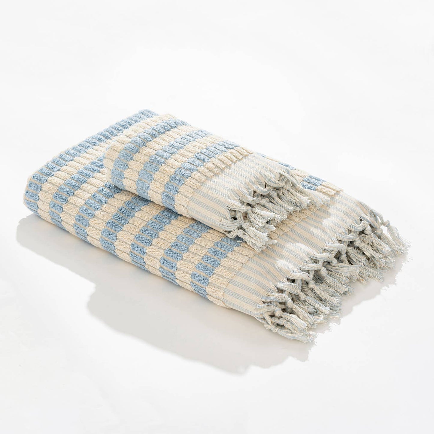 Kikoya - Pompom Lokum Turkish Cotton Hand Towel: Baby Blue
