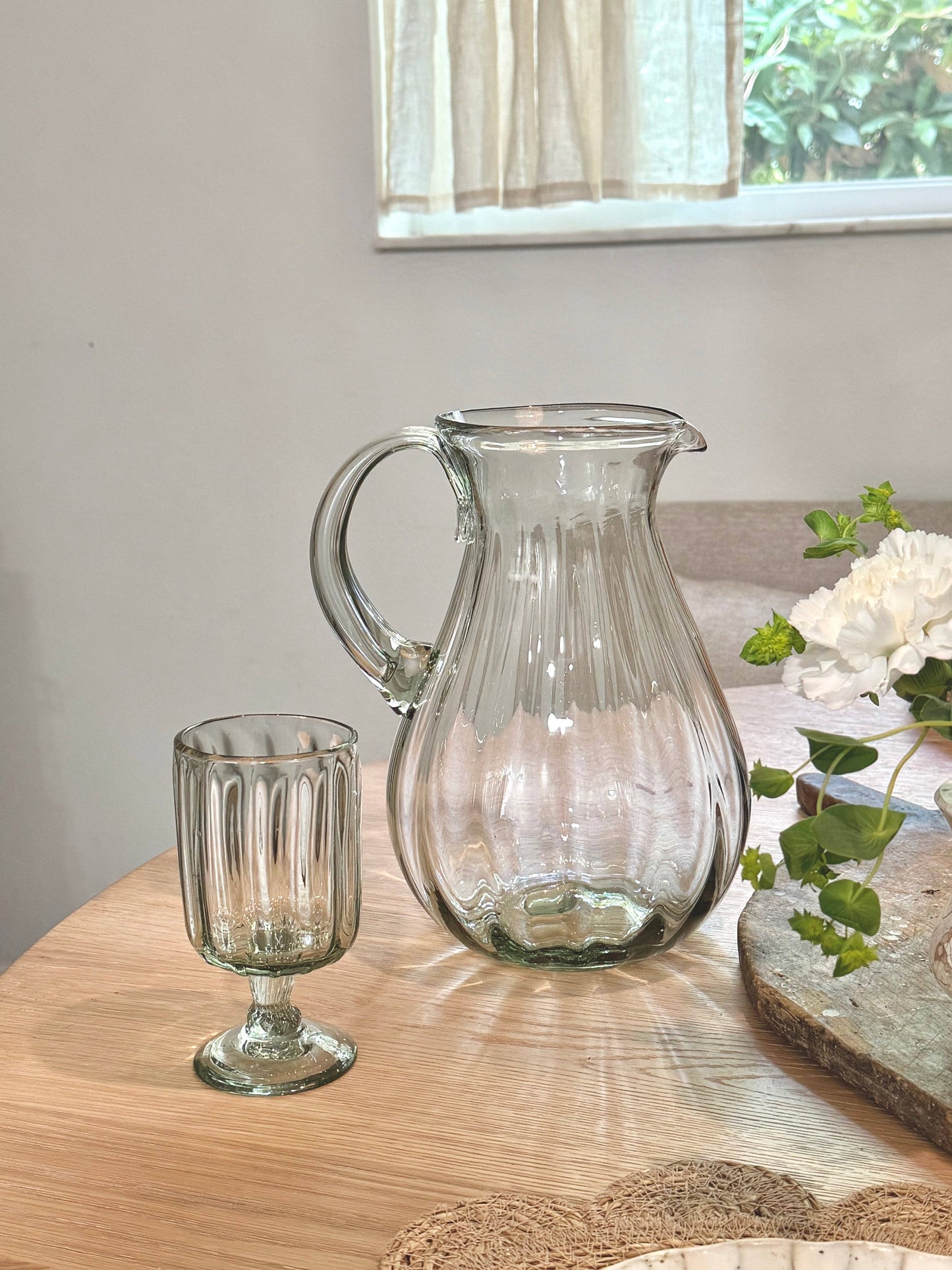 Villa Lua Home - Handblown Fluted Pitcher: Large