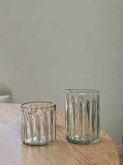 Villa Lua Home - Handblown Fluted Tumbler: Small, Flat Bottom